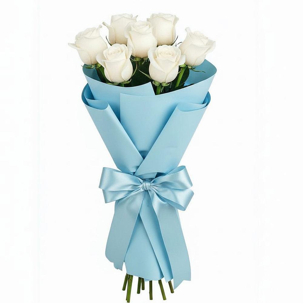 Букет 7 белых роз Проуд в Семилуках