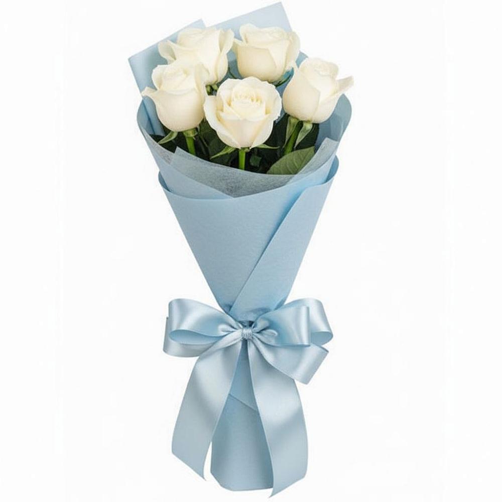 Букет 5 Белых роз Проуд в Семилуках