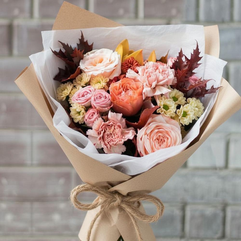 Букет цветов из: Гвоздики, Хризантемы и Розы в Семилуках