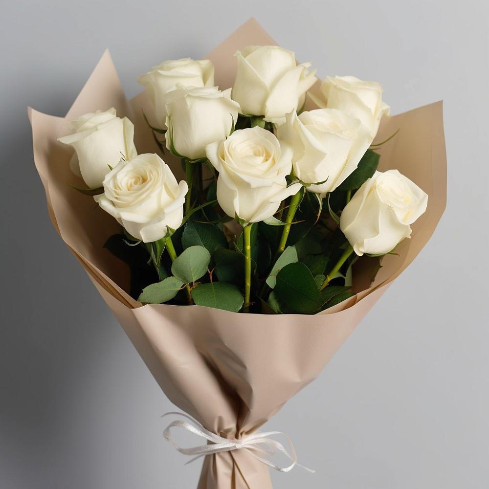 Букет 9 Белых роз Эдлесс Лав в Семилуках