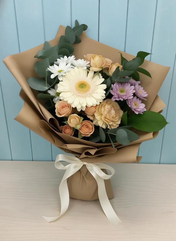 Букет цветов из: Герберы и Хризантемы в Семилуках