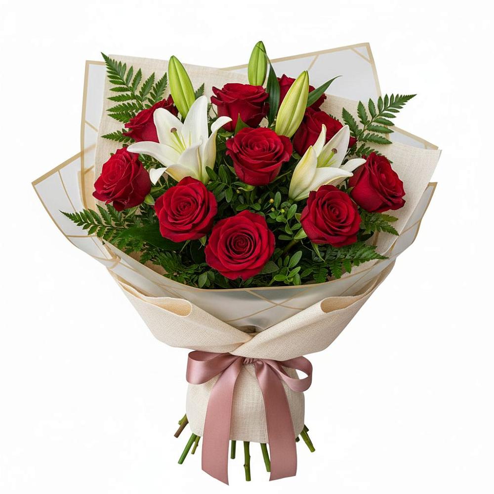 Букет цветов из: Лилии и Розы в Семилуках