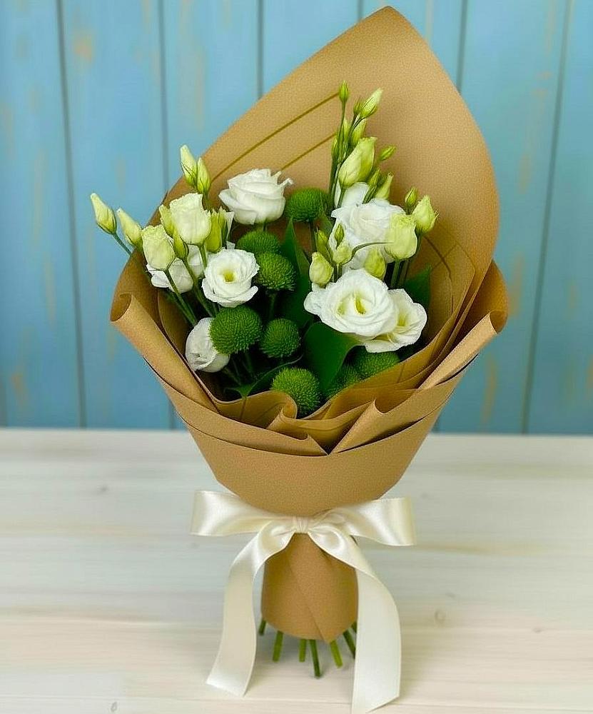 Букет цветов из: Хризантемы и Лизиантусы в Семилуках