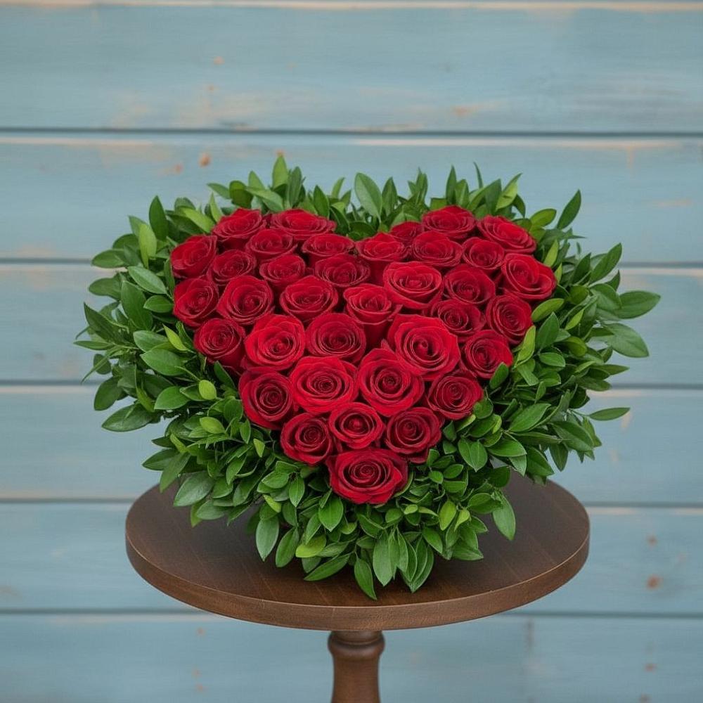 Цветочная композиция из Розы в виде сердца в Семилуках