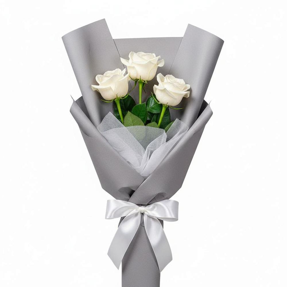 Букет 3 белые розы в Семилуках