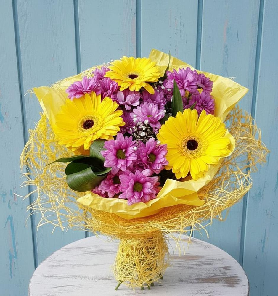 Букет цветов из: Хризантемы и Герберы в Семилуках