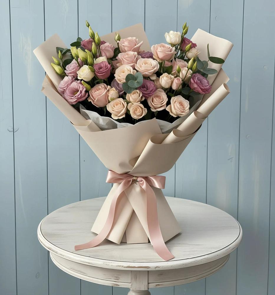 Букет цветов из: Розы и Лизиантусы в Семилуках