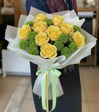 Букет цветов из:  Хризантемы и Розы в Семилуках