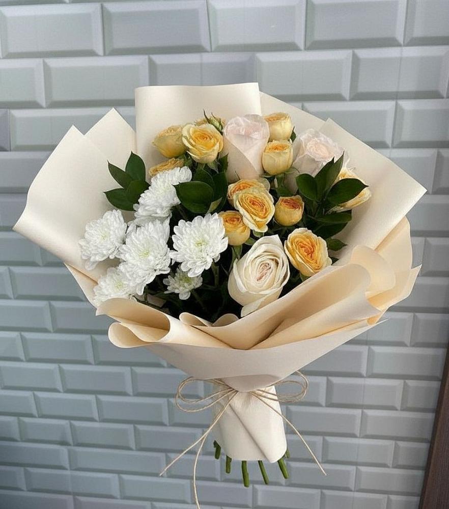 Букет цветов из: Розы и Хризантемы в Семилуках