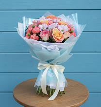 Букет цветов из:  Хризантемы и Розы в Семилуках