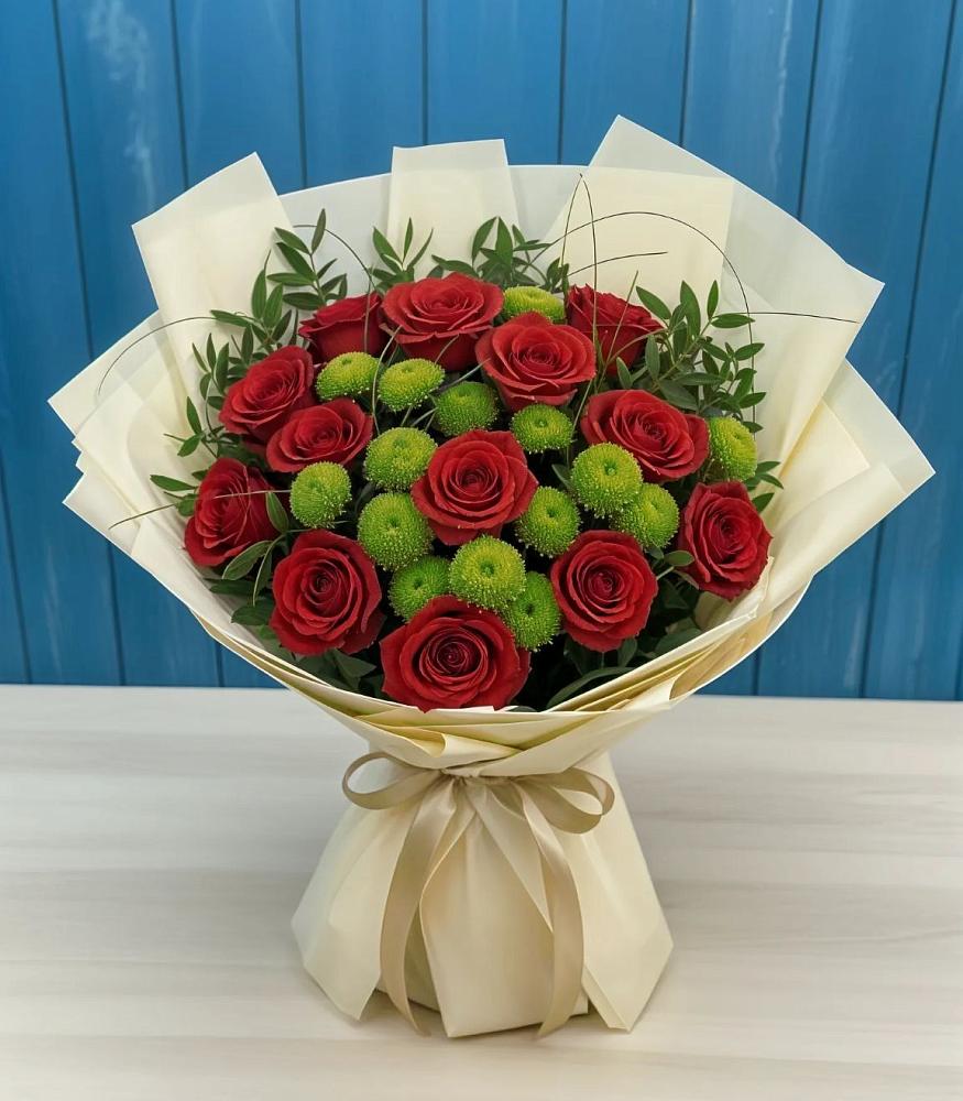 Букет цветов из: Розы и Хризантемы в Семилуках